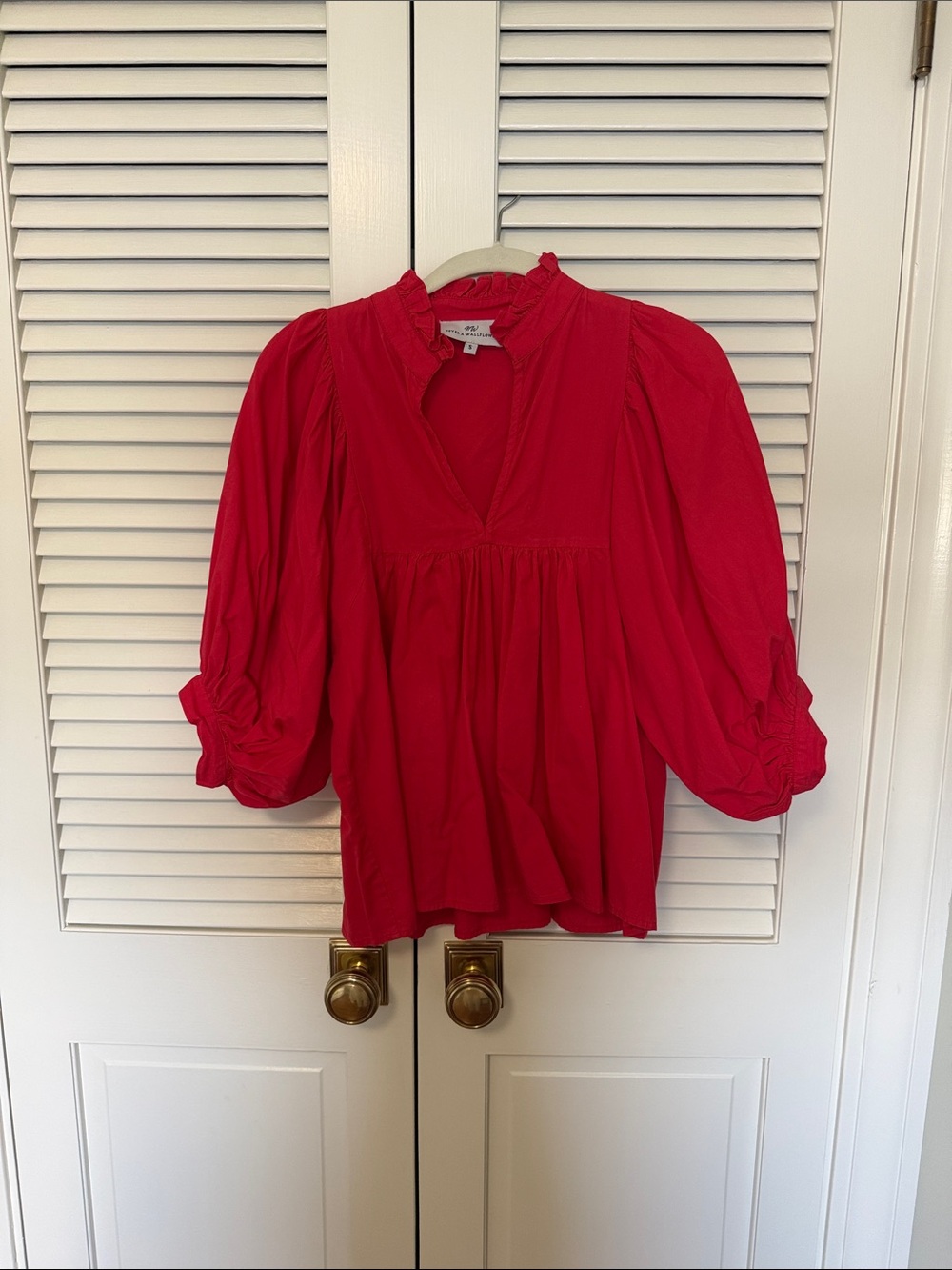 Never A Wallflower Bright Red Puff-Sleeve Top